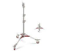 NEEWER ST240SS Support d'éclairage robuste en acier inoxydable avec roulettes, récepteur junior de 3,8 cm, tige bébé à ressort de 1,5 cm, charge maximale de 34,9 kg, 240 cm, support à roulettes junior