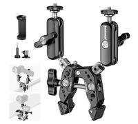 NEEWER Super Pince Robuste avec Deux Bras Magiques à Double tête sphérique à 360°, Filetage de vis 6,35 mm, Adaptateur de Montage pour téléphone et caméra d'action pour Surface Plate/Ronde Compatible