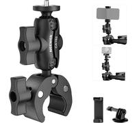 NEEWER Super Clamp Support de Caméra d'action avec Double Rotule 360°, Support de Guidon pour Vélo/Moto Compatible avec iPhone Insta360 DJI OSMO Action GoPro Hero pour Enregistrement Vidéo POV, CA162