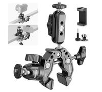 Neewer Super Pince avec Bras Magique à Double tête sphérique de 7,6 cm, Adaptateur de tête sphérique, Griffe, Support, Support de Pince pour caméra d'action pour Surface Plate/Ronde