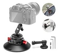 NEEWER Support à Ventouse 6"+Bras Magique avec Rotule,Trous ARRI 1/4"3/8",Lot de 2 Supports de Voiture en Métal pour Caméra/Caméra d'Action/Téléphone,Pompe à Air Aspirateur sur Voiture ou Vitre,CA013