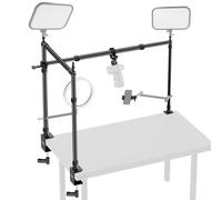 NEEWER Support de caméra aérienne avec Double tête sphérique Super Pince/Support de téléphone/Pince C pour Prise de Vue de Bureau de Haut en Bas, Plate-Forme de Montage Multi-appareils en métal pour