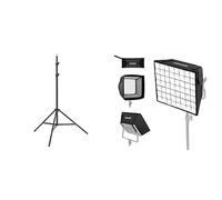 NEEWER Support de lumière de photographie, 92-200cm Support de trépied robuste et réglable pour réflecteurs boîtes à lumière, lumières, parapluies, 31×29cm Softbox Diffuseur Pliable avec Grille et Sac