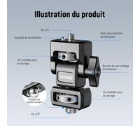 NEEWER Support de Moniteur d'appareil Photo avec vis moletée de localisation Arri 3/8", vis 1/4" pour Moniteur 5" et 7", Compatible avec Atomos Ninja V, pivotant à 360° et Amortissement d'inclinaison