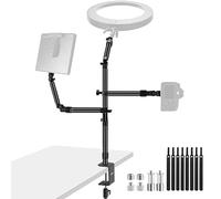 NEEWER Support de Montage de Bureau pour caméra aérienne avec 2 Bras de flèche pour appareils de Photographie :Anneau Lumineux vidéo,Support de téléphone,Webcam,Micro,Reflex numérique Compact,ST008