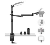 NEEWER Support de Table télescopique pour Appareil Photo - avec Bras Pliable en Trois Parties - 1,2 m - avec Pince de téléphone - Rotule pour lumière LED - Microphone - TL253A+MH022