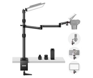 NEEWER Support de Table télescopique pour Appareil Photo - avec Bras Pliable en Trois Parties - 1,2 m - avec Pince de téléphone - Rotule pour lumière LED - Microphone - TL253 MH022