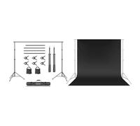 NEEWER Support de Toile de Fond 10ft x 7ft,Système pour Studio Photo pour Fêtes de Mariage & Toile de Fond Noire 10x12ft/3x3.6m Photo Studio Pliable en Polyester de qualité supérieure