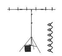 NEEWER Support de Toile de Fond en Forme de T 2 x 2,7m, Support de Fond en T Intégré sans Assemblage avec 6 Pinces à Ressort, Sac de Sable, Sac de Transport, Support de Trépied Réglable, NK005