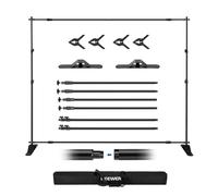NEEWER Support de toile de fond robuste avec bases élargies, support de fond de 3 x 2,4 m avec 4 barres transversales, 2 poteaux télescopiques, 4 clips à ressort et sac de transport pour séance photo,