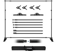 NEEWER Support de toile de fond robuste avec bases élargies, support de fond de 3 x 2,4 m avec 4 barres transversales, 2 poteaux télescopiques, 4 clips à ressort et sac de transport pour séance photo
