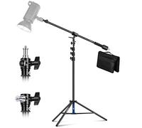 NEEWER Support d'éclairage Aluminium à Coussin d'air, Réglable de 9,8ft/3m avec Bras de Flèche, Contrepoids, Sac de Sable, Vis 1/4" de Softbox, Flash Studio, Parapluie, Anneau Lumineux, Max.5kg