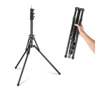 NEEWER Support éclairage avec Pieds Réversibles à 180°,Trépied Voyage Portable 178cm, Vis 1/4" et Goujon 5/8" pour Photographie Intérieure et Extérieure,Speedlite Strobe Ring Light Softbox,ST178B,Noir