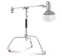 NEEWER Support en C Robuste en Acier Inoxydable avec roulettes pivotantes, Support d'éclairage de Photographie de 110 à 186 cm avec Bras de Perche de 83 cm, 2 têtes de préhension pour Lampe de Studio