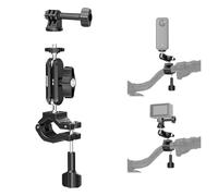 NEEWER Support Perche pour Caméra d'Action avec 2 Têtes Sphérique à 360°Adaptateur Caméra Action à Vis 1/4",Pince Support pour Guidon Moto,Compatible avec GoPro Hero12 11 10 9 Max360 Insta360 DJI Osmo