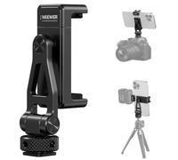 NEEWER Support Téléphone Métal pour Trépied & Fixation Type Cold Shoe, Filetage 1/4", Inclinaison 180°, Rotation 360°, Pince Réglable pour Téléphone Compatible avec iPhone 15 Pro Max S24 Ultra, GA010