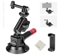 NEEWER Support Ventouse 3" avec Phone Mount,Adaptateur pour Caméra d'action Compatible avec iPhone GoPro DJI Insta360,Rotule,Bras Magique,Chiffon de Nettoyage, Support Voiture pour Vidéo POV,CA104