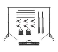 NEEWER Supports de Toile de Fond pour Studio Photo, Réglable de 3m de Large, 2m de Haut avec 4 Barres Transversales, 6 Pinces, 2 Sacs de Sable et de Transport pour Photographie Portrait en Studio