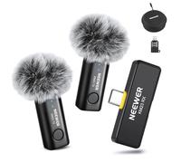 NEEWER Système de Microphone sans Fil Lavalier,1 Récepteur USB C avec Adaptateur OTG et 2 émetteurs à Condensateur Omnidirectionnel à Suppression Bruit Compatible avec iPhone 16 Pro Max S24 Ultra,KM23