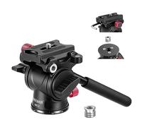 NEEWER Tête de Trépied Fluide avec Poignée et Arca à Dégagement Rapide,Tête Inclinable Panoramique en Alliage d'Aluminium avec Base Graduée 43mm pour Caméscope Compact DSLR,Charge Max:3kg,GM23 Rouge