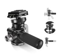 NEEWER Tilting Panoramic Tripod Head & +/-15° Upgrade Base for Video Camera, Photo Tripod Head & Retractable Handle, 1/4” QR Plate Arca Type Arca for DSLR Camera, Max Load 5kg, TH03