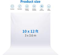 NEEWER Toile de Fond Blanche 10x12ft/3x3.6m Photo Studio pliable en polyester de qualité supérieure pour Photographie, Vidéo, Télévision (Blanche)