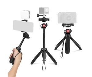 NEEWER TP38 Trépied de Téléphone Extensible Perche Selfie 15" en Métal Support Téléphone 2 en 1, Adaptateur Action Cam Compatible avec Gopro Hero 13 12 11 10 9, 360° Rotule Caméra, Trépied pour Vlog