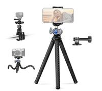 NEEWER Trépied Flexible pour Téléphone, Mini Tripod de Bureau pour Caméra Webcam Phone,avec Adaptateur pour Caméra d'action,Compatible avec iPhone GoPro DJI Pocket 4 3 Xtra Muse Insta360, TP34 Argent