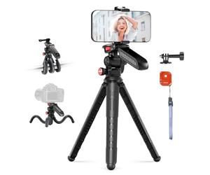 NEEWER Trépied Flexible Télécommande/Poignée/Support Téléphone/Adaptateur Action Cam, Mini Trépied Smartphone Vlog Selfie Stick Universel Compatible avec iPhone GoPro Hero 13 12 11 10 Samsung, TP36