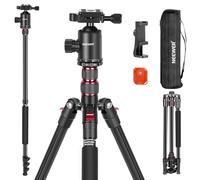 NEEWER Trépied Monopode pour Appareil Photo de 195,6 cm avec Support de téléphone, trépied de Voyage Portable avec télécommande, rotule à 360°, Colonne Centrale à 2 Axes, Plaque QR Arca et Sac,