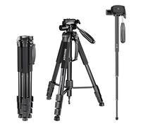 Neewer Trépied Portable en Alliage d'aluminium 2 en 1 Maximum 177 cm avec tête pivotante à 3 Directions et Sac de Transport pour Appareil Photo, caméscope DSLR, DV