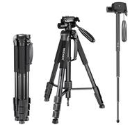 NEEWER Trépied Portable en Alliage d'aluminium 2 en 1 Maximum 177 cm avec tête pivotante à 3 Directions et Sac de Transport pour Appareil Photo, caméscope DSLR, DV