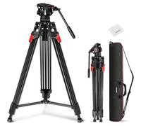 NEEWER Trépied pour caméra vidéo 76"" avec tête fluide,support de trépied robuste en aluminium à dégagement rapide en une étape avec chiffon,plaque QR double mode pour caméscope DSLR,charge17,6 lb,LL2