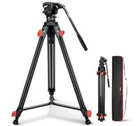 NEEWER Trépied pour Caméra Vidéo à Tête Fluide,Support de Voyage Robuste,Léger,Compact et Portable pour Caméscope DSLR,Compatible avec DJI Cardans,Compatible avec Manfrotto Plaques QR,Charge 6 kg,TP73