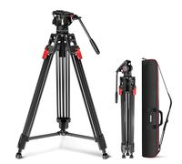 NEEWER Trépied pour caméra vidéo de 193 cm avec tête fluide, libération rapide en une étape avec amortissement réglable, trépied robuste en aluminium, plaque QR double mode pour appareils photo reflex