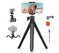 NEEWER Trépied pour iPhone avec télécommande, Mini trépied Flexible pour téléphone Vlog Selfie Stick avec Support de téléphone et Adaptateur de caméra d'action Compatible avec iPhone GoPro Insta360