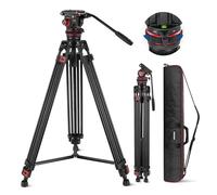 NEEWER Trépied vidéo 74" avec tête fluide à amortissement réglable, plaque QR double mode robuste en métal, panoramique flexible à 360° et inclinaison à +90°/-75°, charge maximale 22lb/10kg, TP75