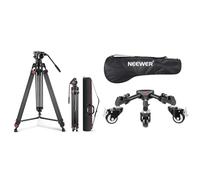 NEEWER Trépied vidéo Pro 74" avec tête Fluide, Plaque QR Compatible avec DJI RS Gimbals, trépied d'appareil Photo résistant, Dolly Trépied Robuste Support à roulettes avec 7,6cm Roues en Caoutchouc