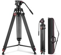 NEEWER Trépied Vidéo Pro 74 pouces avec Tête Fluide, Plaque QR Compatible avec DJI RS Gimbal, Trépied Robuste avec Poignée Télescopique Base d'Escalade pour DSLR, Max. 17,6 lb/8 kg, TP74