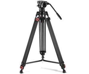 NEEWER Trépied Vidéo Pro 74 pouces avec Tête Fluide, Plaque QR Compatible avec DJI RS Gimbal, Trépied Robuste avec Poignée Télescopique Base d'Escalade pour DSLR, Max. 17,6 lb/8 kg, TP74