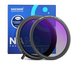 NEEWER True Color 58mm Variable ND ND2-32&CPL avec Kit Filtres Magnétiques ND32,2en1,Rotatif,Réduction Lumière,élimination des Reflets,Pas de Décalage de Couleur,Pas de Croisement X,Pas de Vignettage