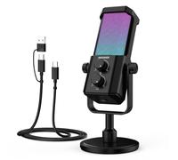 NEEWER UM01 IA Micro USB à Réduction de Bruit, Mic à Condensateur Cardioïde RGB Plug & Play avec Fonction de Mise en Sourdine,Synchronisation Musicale & Géré par App,pour Android Windows PC Mac PS4/5