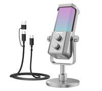 NEEWER UM01 Micro Podcasting USB RGB avec Réduction de Bruit par IA,Argenté