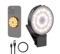 NEEWER Version d'Entrée de Gamme Lampe Selfie Magnétique Compatible avec MagSafe iPhone, Anneau LED Métallique 1W à Clip pour Téléphone Portable, Vidéoconférence, CRI95+ 840lux/0,2m,NL32R
