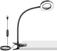 NEEWER Version d'entrée de Gamme N34 Loupe 10x avec lumière/Support de Serrage, 9,4 cm Bicolore, intensité Variable, Lampe loupe à Clipser sur Petit Anneau LED, 3 CRI80+ pour Bureau, travaux manuels