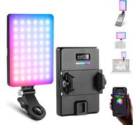NEEWER VL67C Lampe à Selfie RVB, contrôle par Application, 94 LED CRI97 2000 mAh Rechargeable, Support Griffe comme lumière d'appareil Photo, Clip Avant et arrière pour TikTok, Lampe de conférence