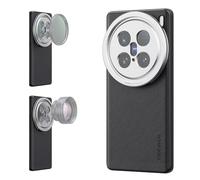 NEEWER X100 Ultra Coque, Compatible avec Vivo X100 Ultra, Coque Protection Robuste en TPU et PC, Similicuir,Montures d'objectif 17mm&Adaptateur Filtre 67mm pour Chargement sans Fil, PA113 Noir+Argent