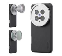 NEEWER Étui de Protection pour téléphone X200 Ultra - en Similicuir TPU + PC - avec Supports d'objectif de 17 mm et Adaptateur de Filtre 67 mm pour Chargement sans Fil - Noir + argenté