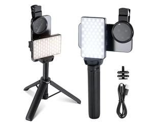 NEEWRE BASICS Lampe LED pour Selfie & Tatouage Compatible avec iPhone, Filtre CPL à Clipser, Trépied et Support de Téléphone, Éclairage d'Appoint pour Photographie, Enregistrement Vidéo, BL120B