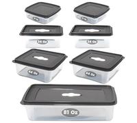 Neez Boite Hermetique Alimentaire - (7 Boîtes + 7 Couvercles) Boite Rangement pour Cuisine, Frigo & Micro onde, Transparent Plastique Boîtes Sous Vide, Meal Prep Boite avec Couvercle